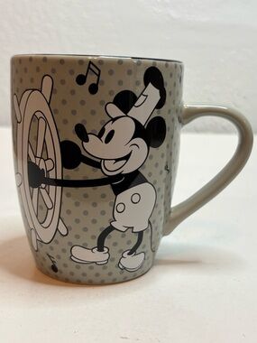 Disney Steamboat Willie Gray and Black Ceramic Mug